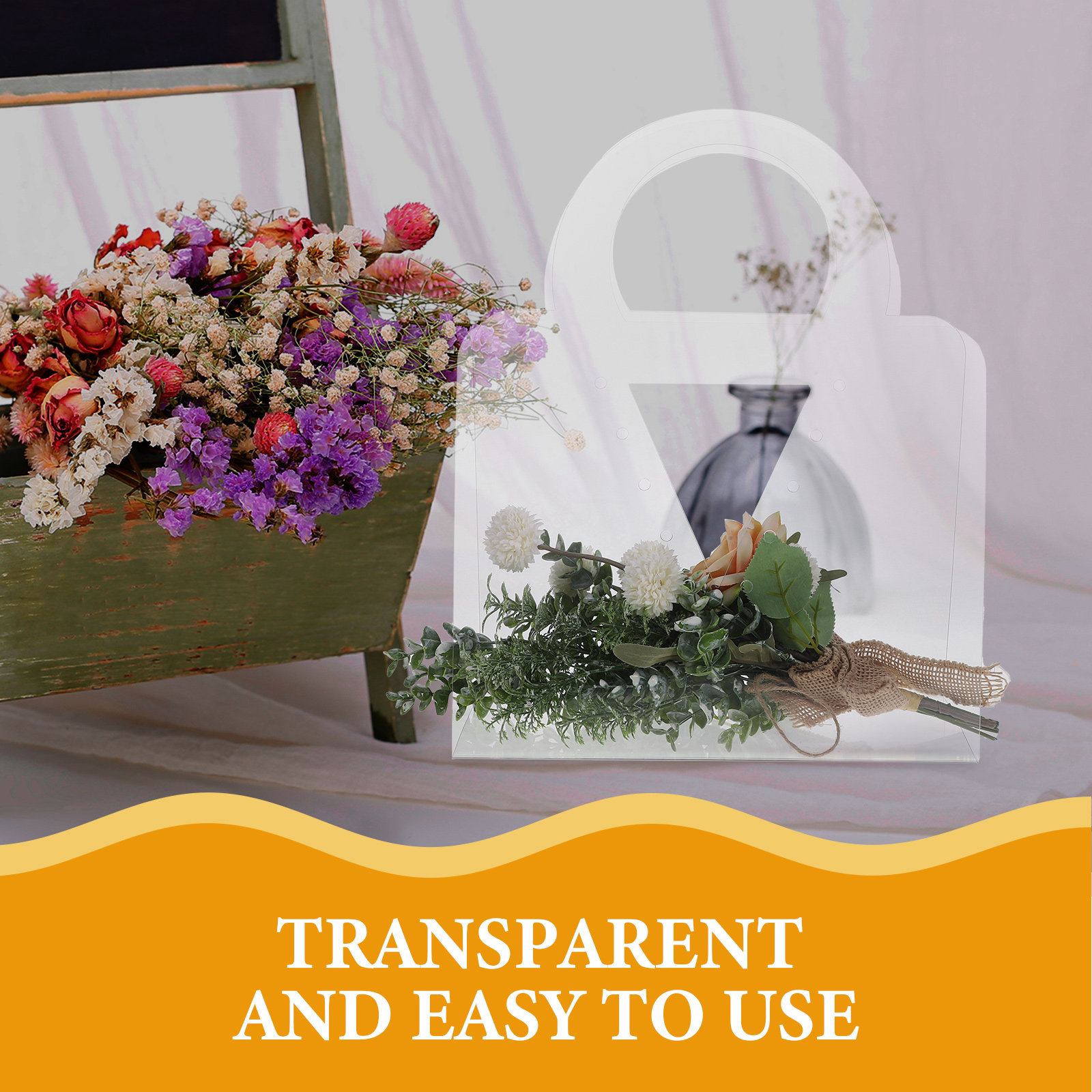 Florist Supply Shop - 4 sacs cadeaux transparents avec poignée